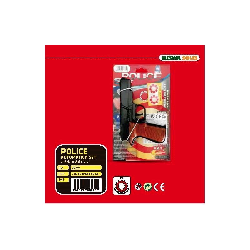 Pistola Metal Policia + Pistones 8 Tiros