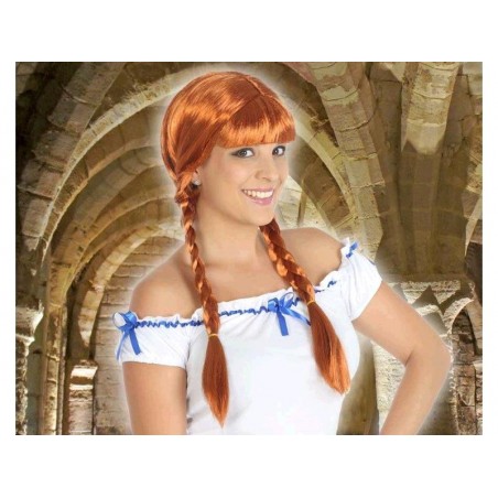 Peluca con Trenzas Castaña