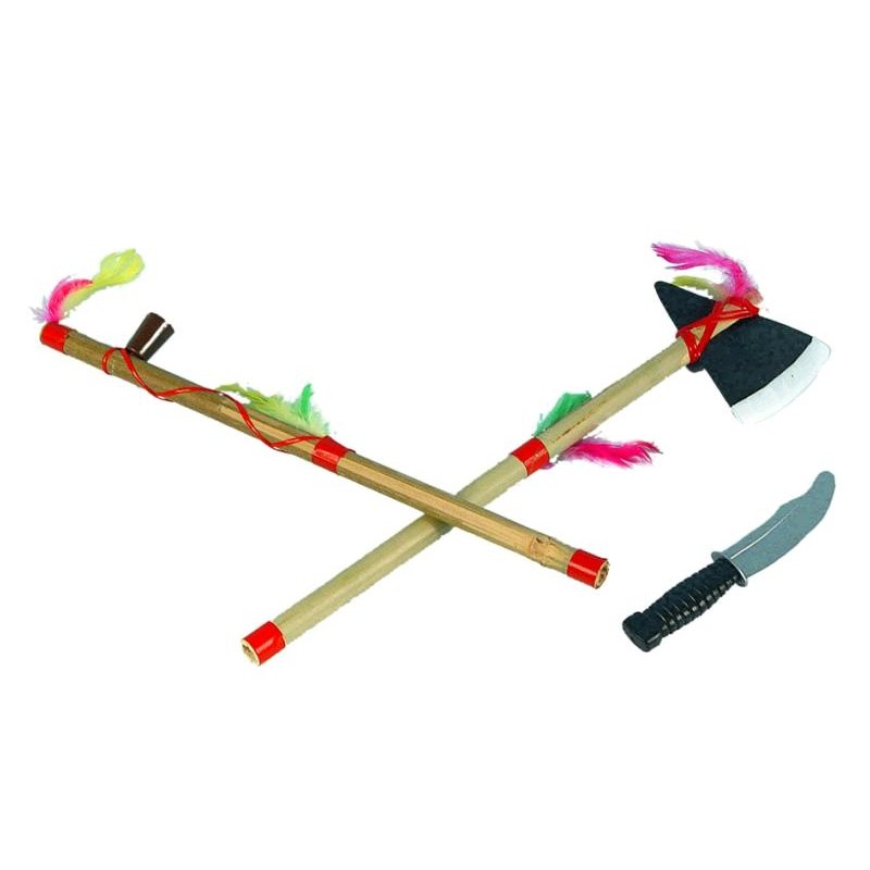 Set Indio con Hacha,Pipa y Cuchillo