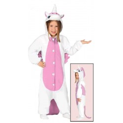 Disfraz de Unicornio Blanco Rosa Pijama para niña