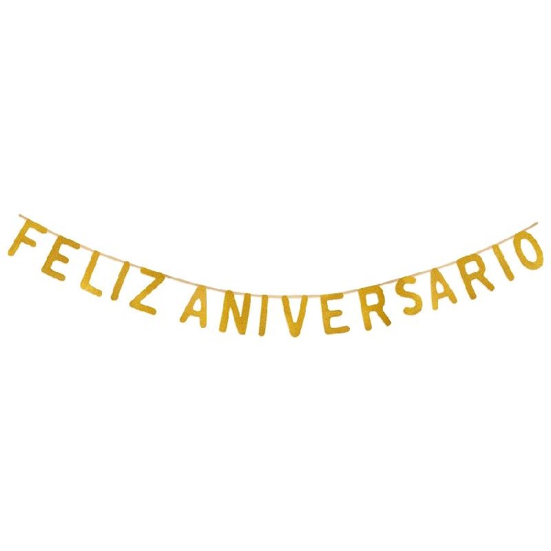 Guirnalda Feliz Aniversario Plata y Oro