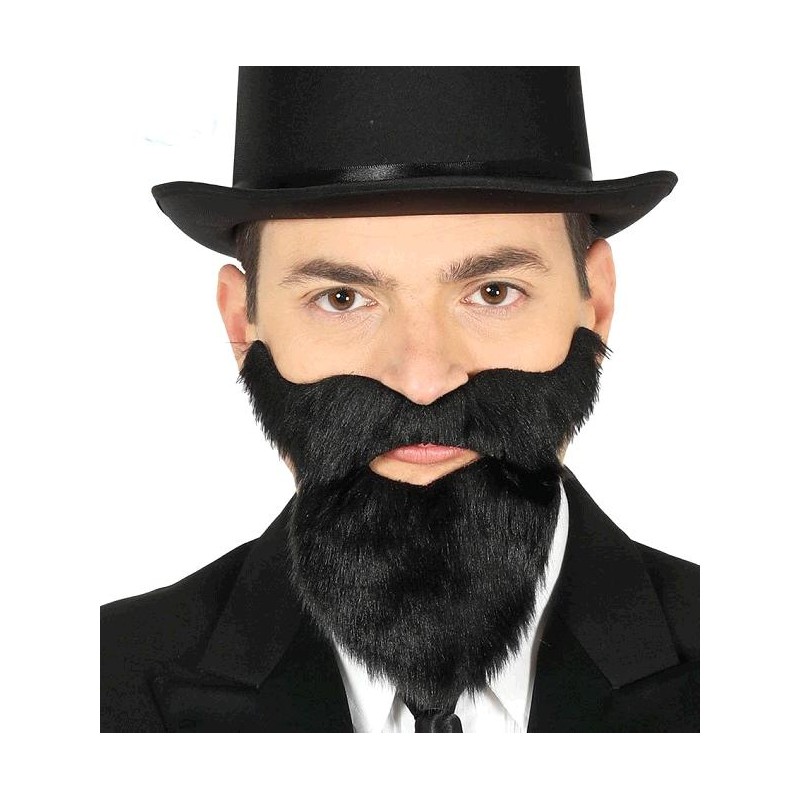 Barba y Bigote Negro con Adhesivo