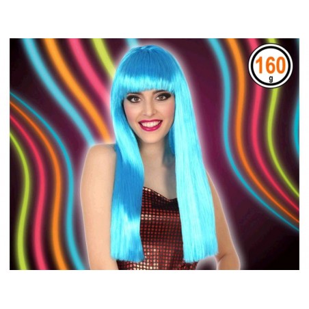 Peluca Azul Melena Flequillo