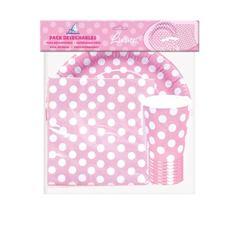Pack Desechables Lunares Rosa