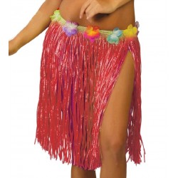 Falda Hawaiana Color Rojo 45 cm.
