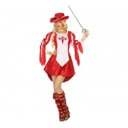 Disfraz de Mosquetera Roja para mujer