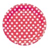 Platos 8 Unid. Rojos Lunares Blancos