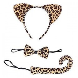 SET LEOPARDO (DIADEMA,RABO Y PAJARITA)