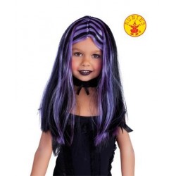 PELUCA BRUJITA NEGRA CON MECHAS LILAS