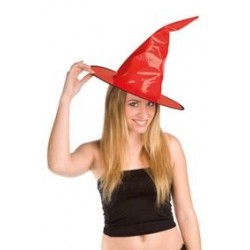 SOMBRERO BRUJA CHAROL ROJO