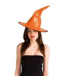 SOMBRERO BRUJA CHAROL NARANJA