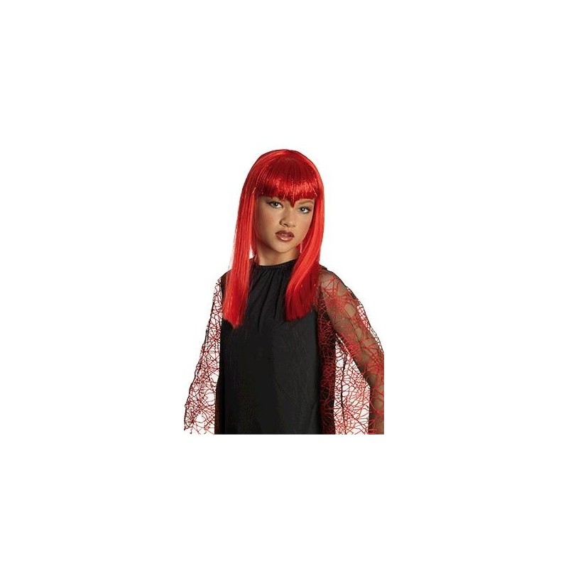 Peluca de Vampiresa Traviesa Roja Infantil