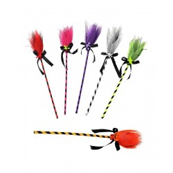 Escoba de Bruja con Tul de Colores