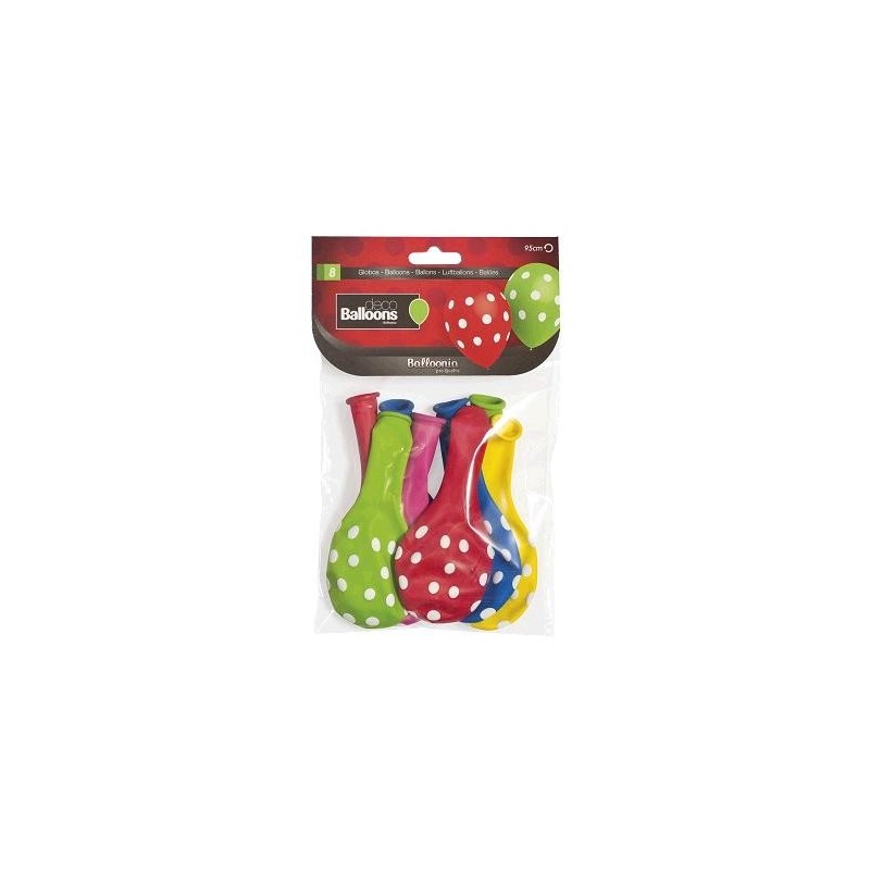 Globo Lunares Colores Surtidos 8 un.