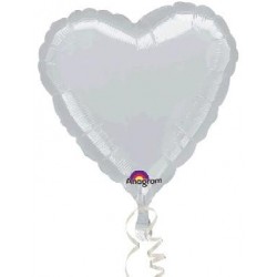 GLOBO CORAZON FOIL 18"PLATA 45 cm.