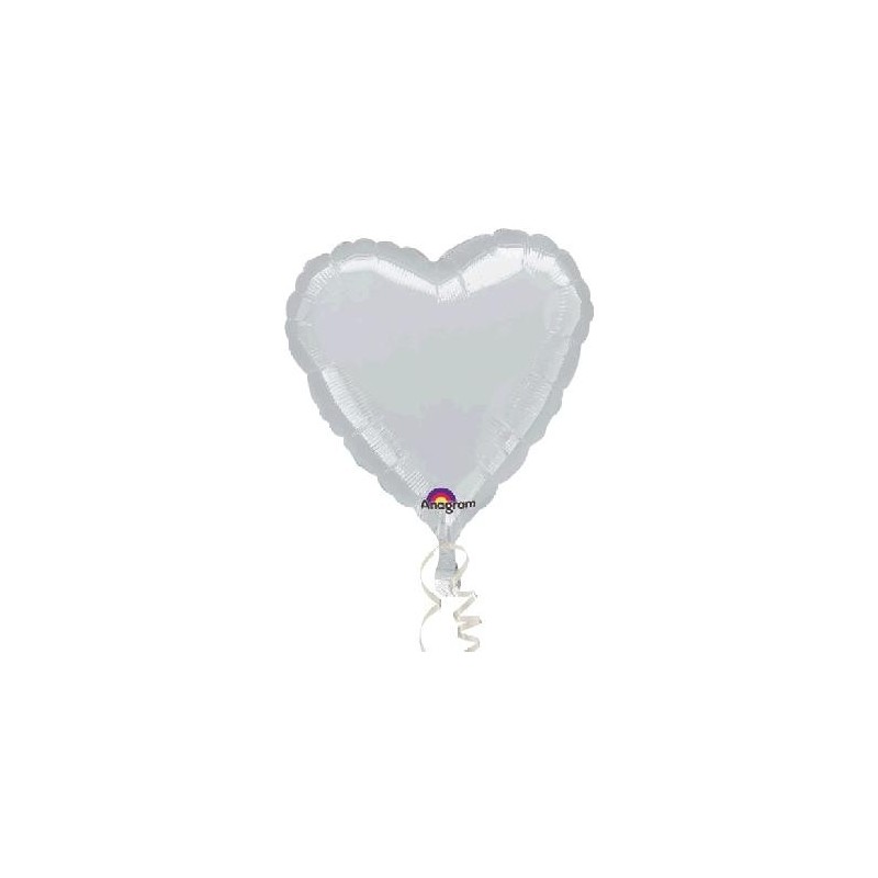 GLOBO CORAZON FOIL 18"PLATA 45 cm.
