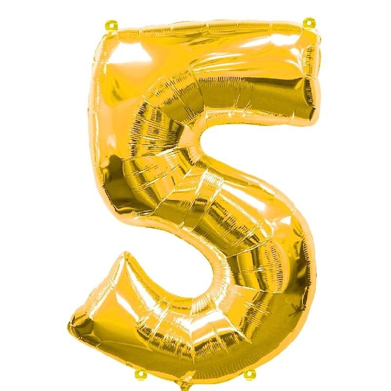 GLOBO Nº5 ORO FOIL 100 CM.