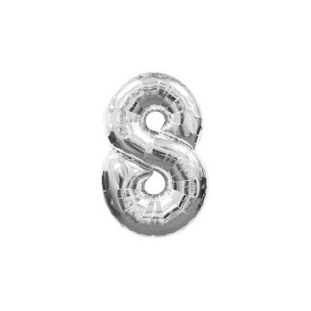 GLOBO Nº8 PLATA FOIL 120X86CM.