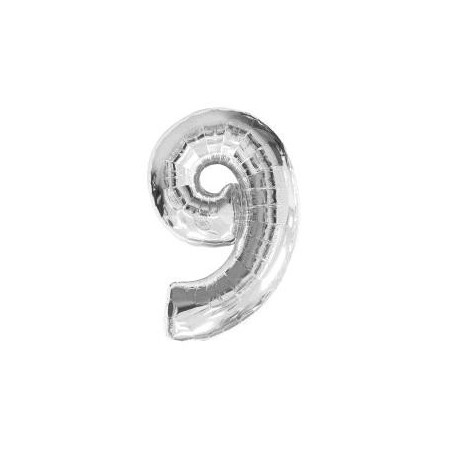 GLOBO Nº9 PLATA FOIL 115X83CM.