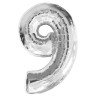 Globo Número 9 en Color Plata Longitud 100 cm.