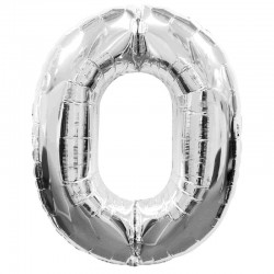 Globo Numero 0 en Color Plata Longitud 100 cm.