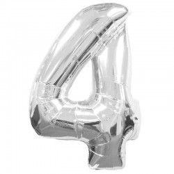 Globo Número 4 en Color Plata Longitud 100 cm.