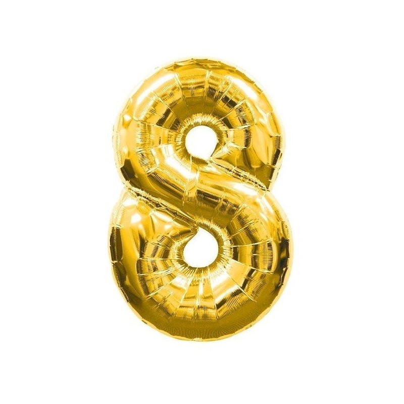 Globo Número 8 en Color Dorado Longitud 100 cm.