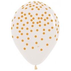 GLOBO TRANSP. CONFETI DORADO 10 UNID.