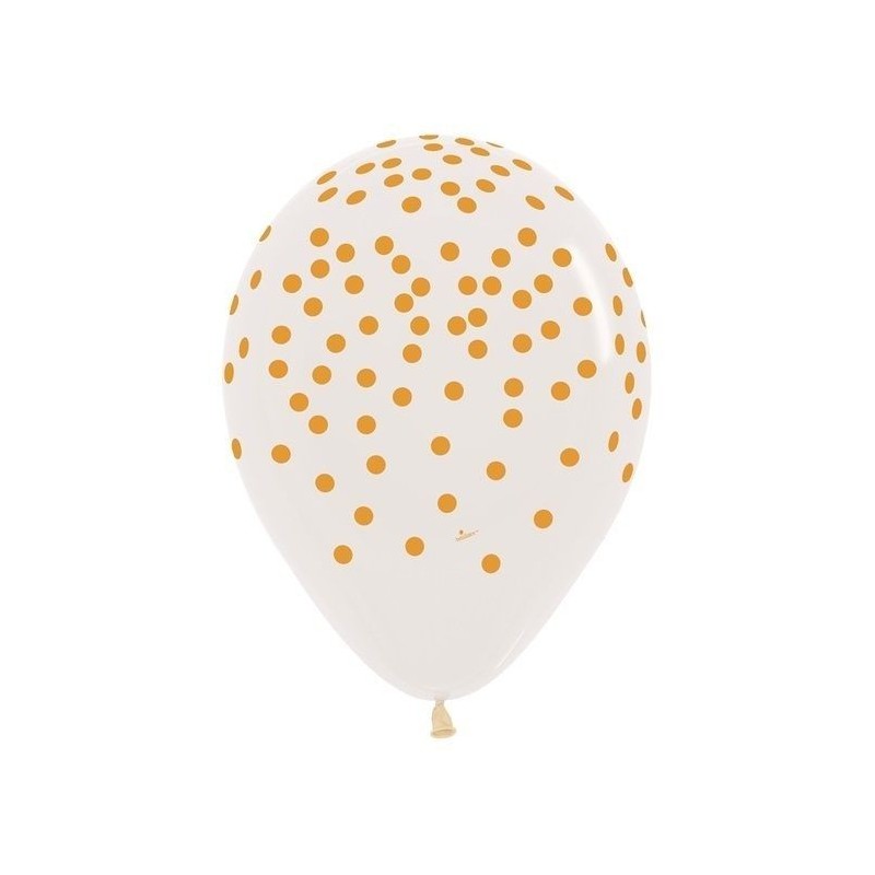 GLOBO TRANSP. CONFETI DORADO 10 UNID.