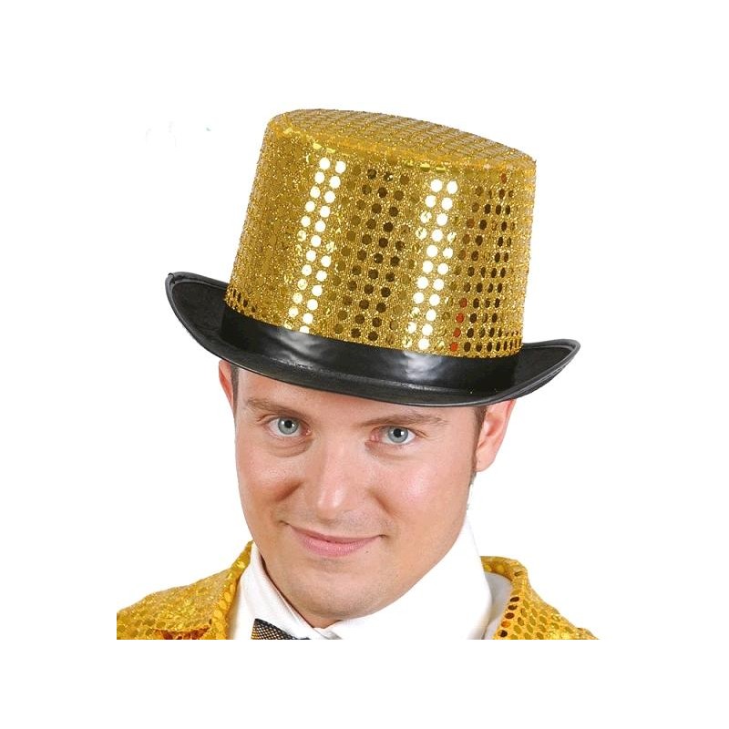 SOMBRERO CHISTERA LENTEJUELAS DORADAS