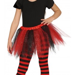 Tutú Infantil Brillante Rojo y Negro 30 cm.