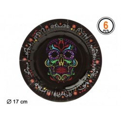 Plato de Catrina 17 cm. Halloween 6 un.