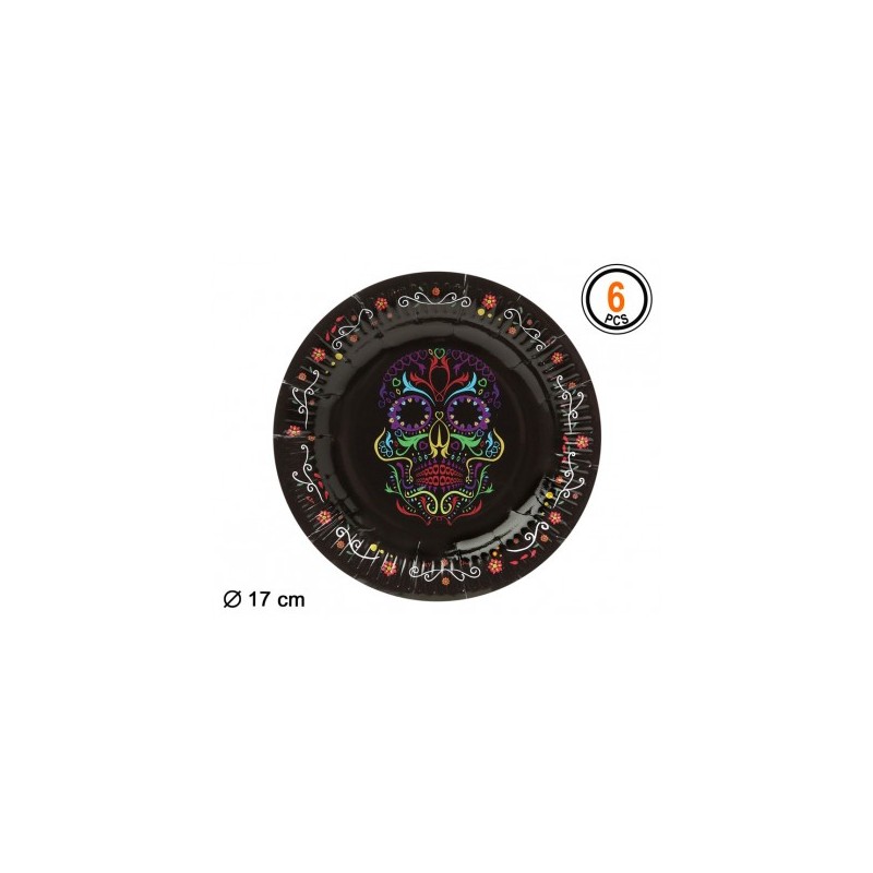 Plato de Catrina 17 cm. Halloween 6 un.