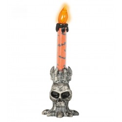 Vela Calavera Led Naranja 22 cm.