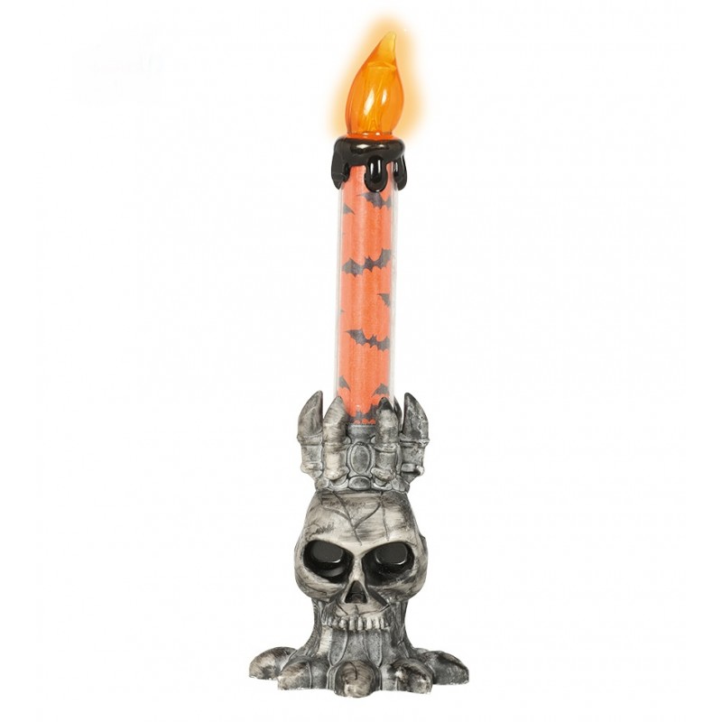 Vela Calavera Led Naranja 22 cm.