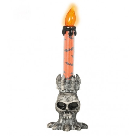 Vela Calavera Led Naranja 22 cm.