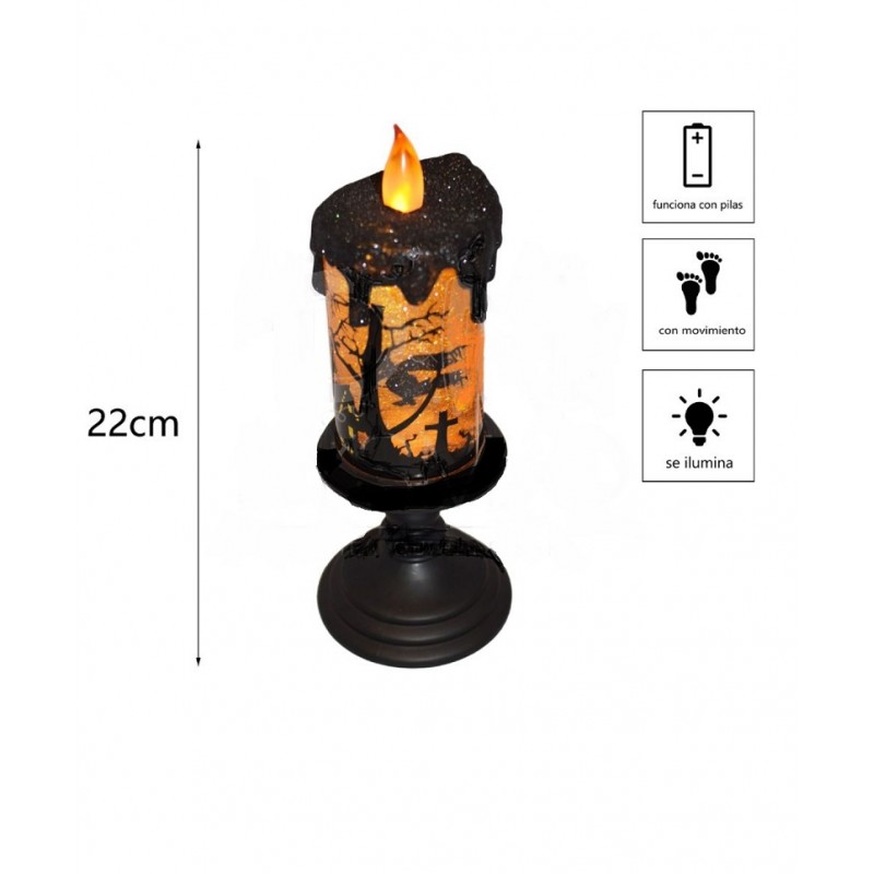 Vela de Halloween 22 cm luz/movi.