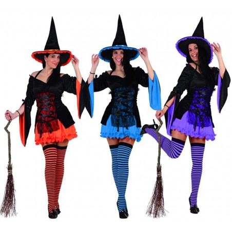 DISFRAZ BRUJA COLORES SEXI T-S