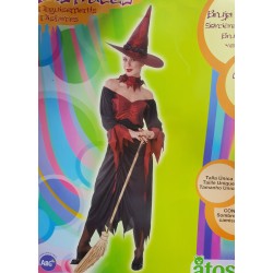 DISFRAZ BRUJA SEXI ROJO-NEGRO