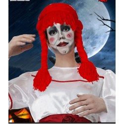 Peluca con Trenzas Roja de Muñeca