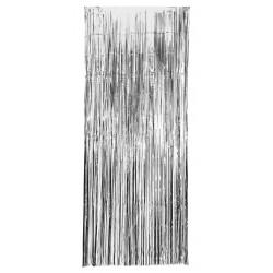 Cortina metalizada plateada con flecos de 100x200 cm para decoración de fiestas y eventos