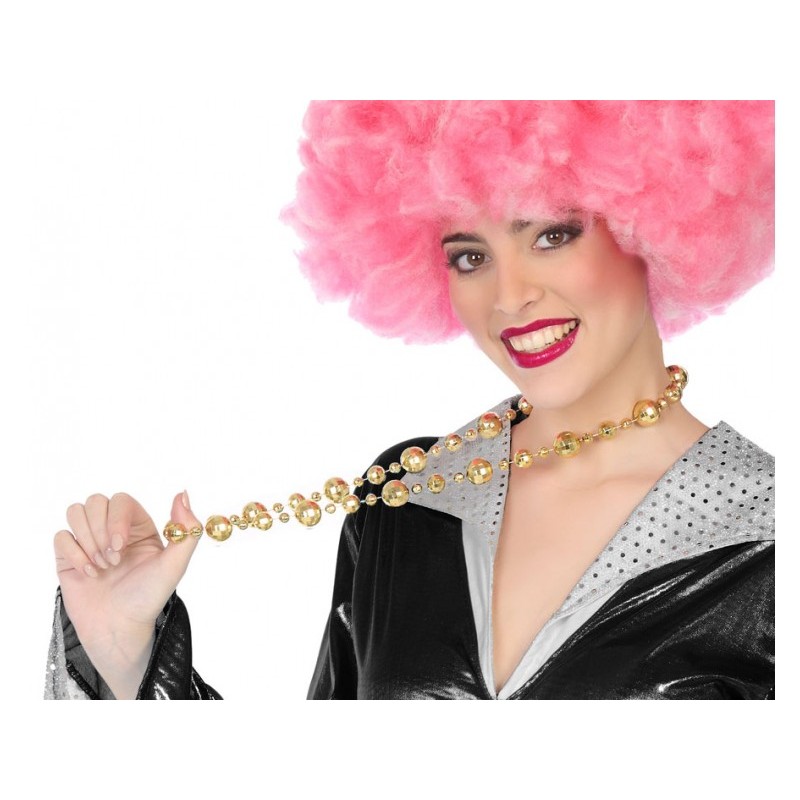 Collar Bolas de Espejo Doradas