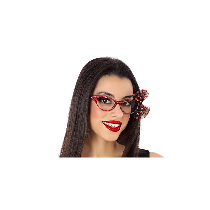 Gafas Vintage con Piedras Rojas