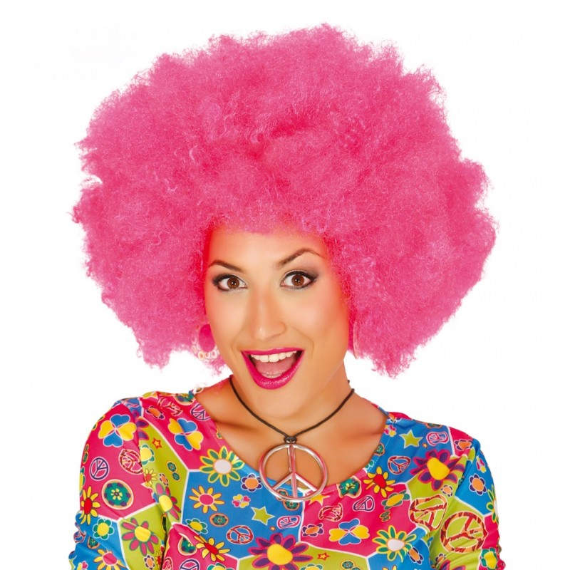 Peluca Afro Rosa