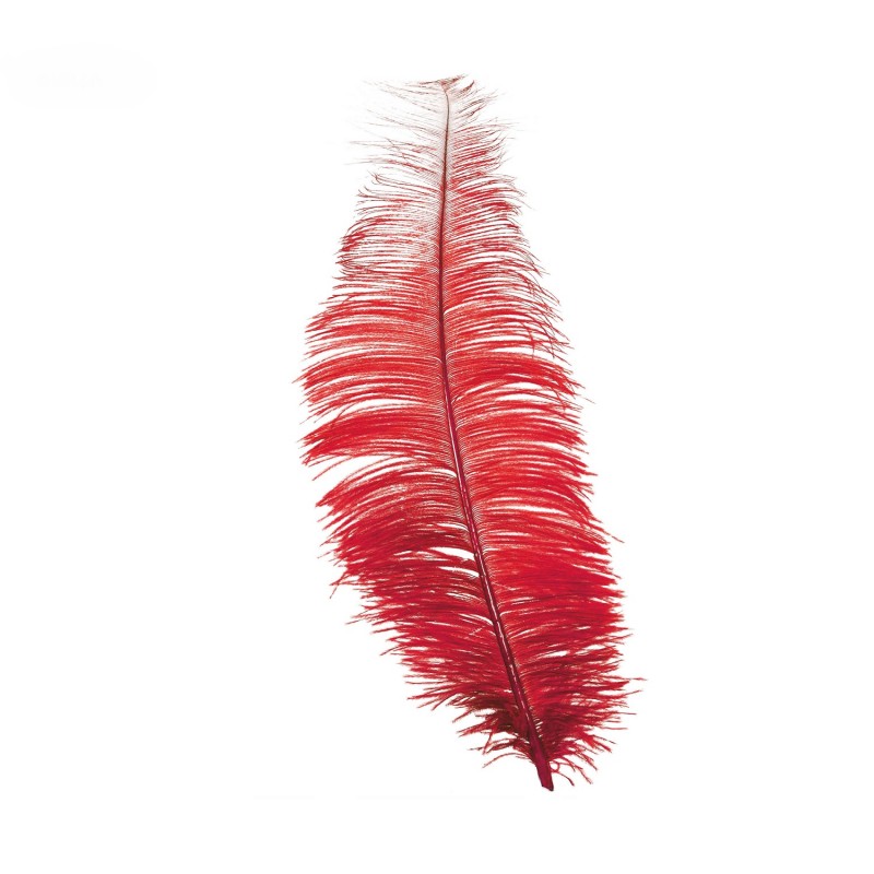 Pluma Roja de Avestruz 30 cm.