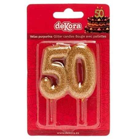 Vela 50 Aniversario Purpurina Oro