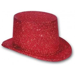 Chistera Roja Purpurina para adulto