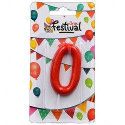 Vela Roja Número 0  6 cm.