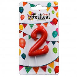 Vela Roja Número 2 para Celebrar Cumpleaños y Aniversarios