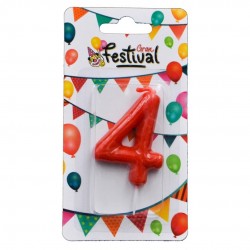 Vela Roja Número 4 para Celebrar Cumpleaños y Aniversarios